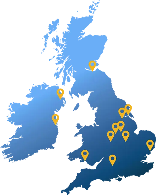 Aprolis Forklift Services Map of UK and Ireland